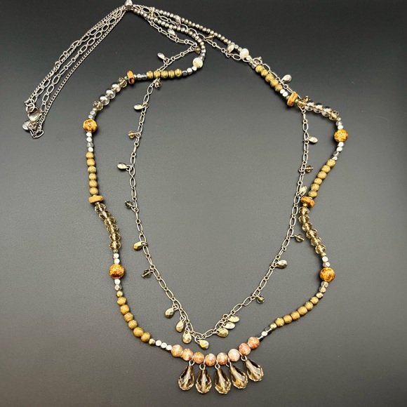 Loft Vintage Beaded Double Strand Layered Necklace - Picture 1 of 4